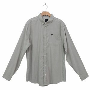RVCA Shirt Mens XL Light Gray Slim Fit Long Sleeve Cotton Blend Work Casual